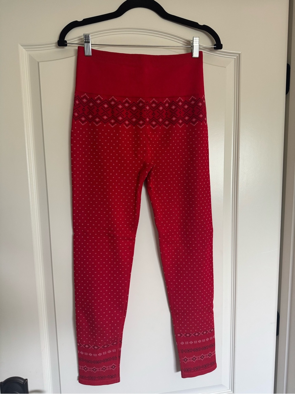NWT Fabletics Cloud Seamless High-Waisted Red Jacquard Legging Sz L